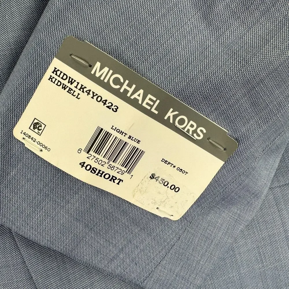 Michael Kors Mens Classic Fit Stretch Wool Blend Suit Jacket Light Blue 40S